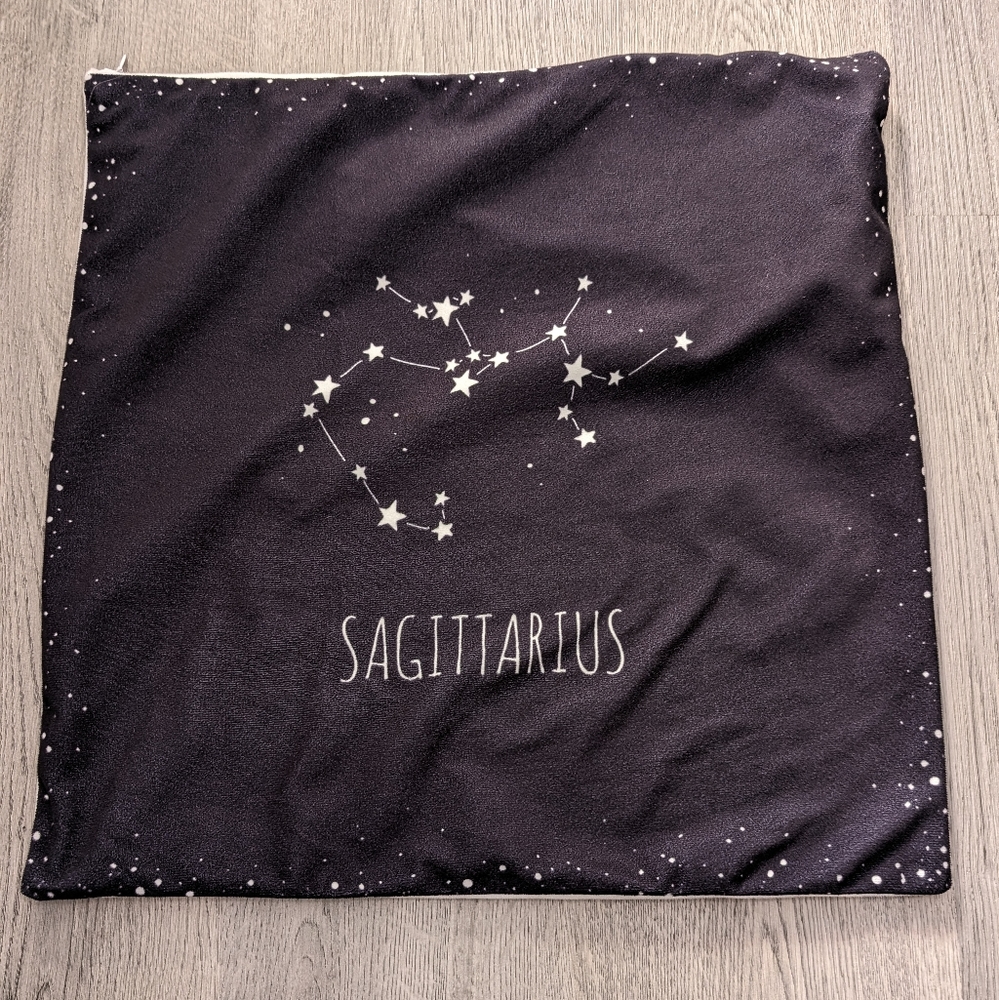 Sagittarius Zodiac Constellation Black Pillow Cover Astrology Goth